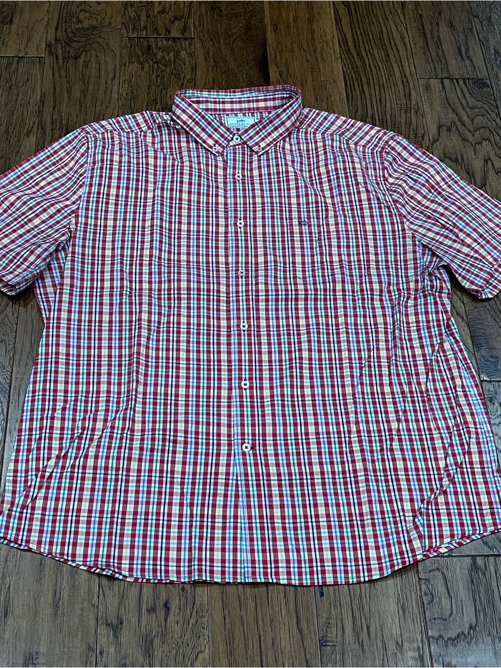 Southern Tide Red Plaid Short-Sleeve Button-Down Shirt